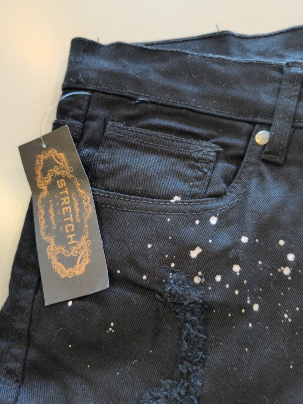 FWRD Denim Shorts Men's Sz 40 Black White Ripped Distressed Grunge Cargo NWT - Picture 8 of 16